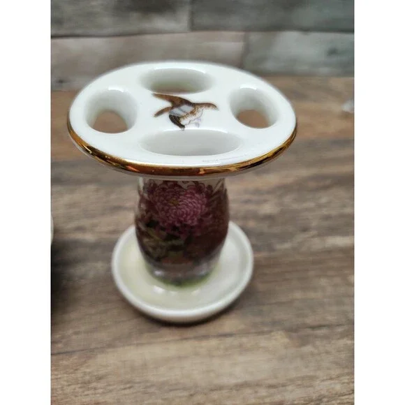 Shibata Japan 2 Piece Bathroom Set: Soap Dish, Toothbrush Holder To Cotton Core - Picture 4 of 10